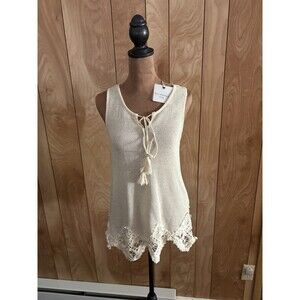 Blu Pepper Women’s Sleeveless Knit Top With Lace Trim Size Small NWT S